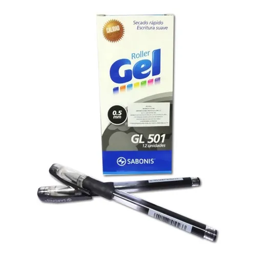 12 Boligrafo Gel Clasico Sabonis Gl-501 Color de la tinta Negro Color del exterior Negro