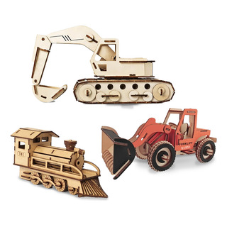 Set 3 Rompecabezas 3d De Madera Juguete Armable Construcción Set 3 Rompecabezas 3d De Madera Juguete Armable Construcción