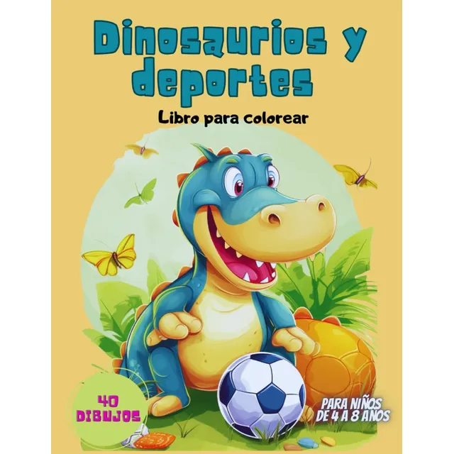 Libro: Dinosaurios Y Deportes Libro Para Colorear Para Niños