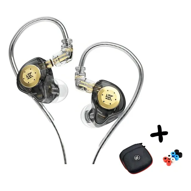 Auriculares Kz Edx Pro sin micrófono, funda Kz y gomas en color negro