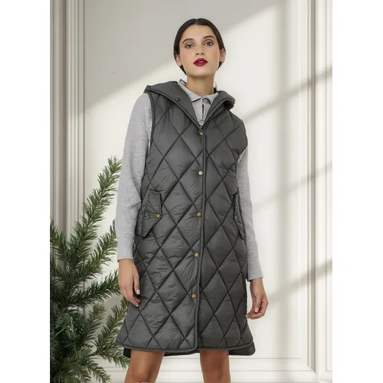 Parka Sin Mangas Quilt Gris Nicopoly