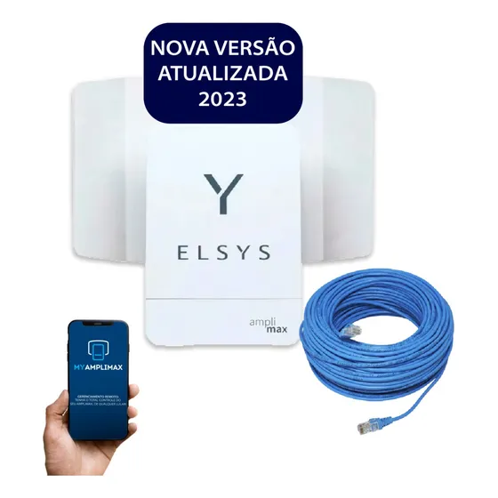 Kit Antena Amplimax Internet E Telefone Rural + Kit Com Cabo Elsys Modelo 2022 Elsys