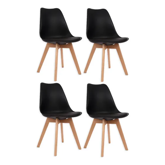 Sillas Tulip Eames Con Almohadon Set X4 Gardenlife Color Negro