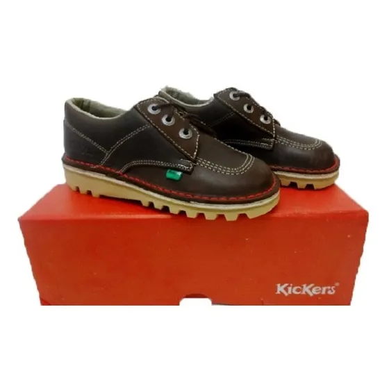 Zapatos Kickers Cuero Talla 32 Marrón Nuevos Suela Tractor
