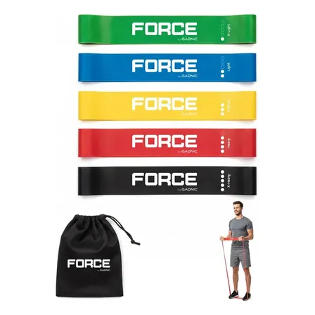 Kit x5 Bandas Elasticas Gadnic Fitness Isométricas Niveles De Resistencia Fuerza Movilidad Elongación Rehabilitación