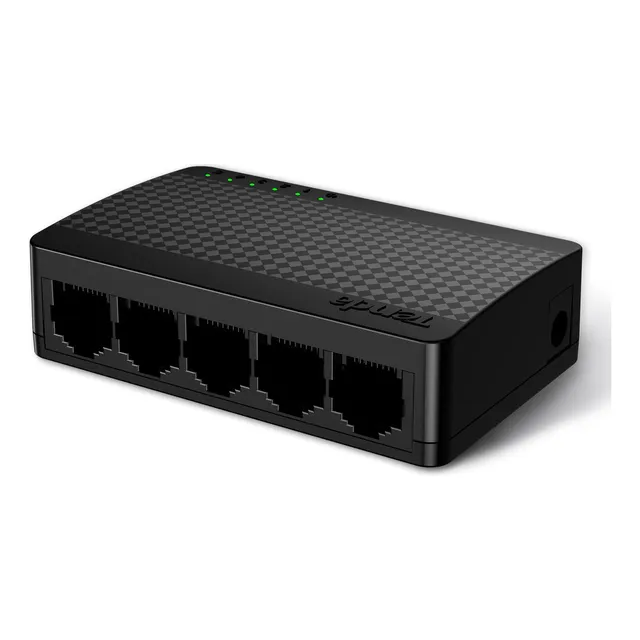 Tenda SG105V4.0 Switch Ethernet Gigabit de 5 Puertos, 10/100/1000 Mbps, RJ45, IEEE 802.3X, MDI/MDIX Automático, Modo Dúplex Completo, Plug y Play, No administrado, Sin Configuración, silencioso, Negro