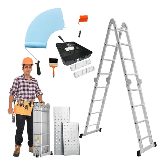 Escalera 16 Peldaños Multiposición + Kit Pintor Fino Truper