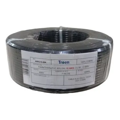 Cable Thhn 10awg Electricidad 600v Cobre Negro 100m Troen