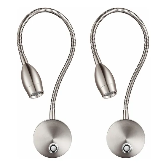 Luz Lectura Led Lampara Pared Cuello Cisne Flexible 3 10