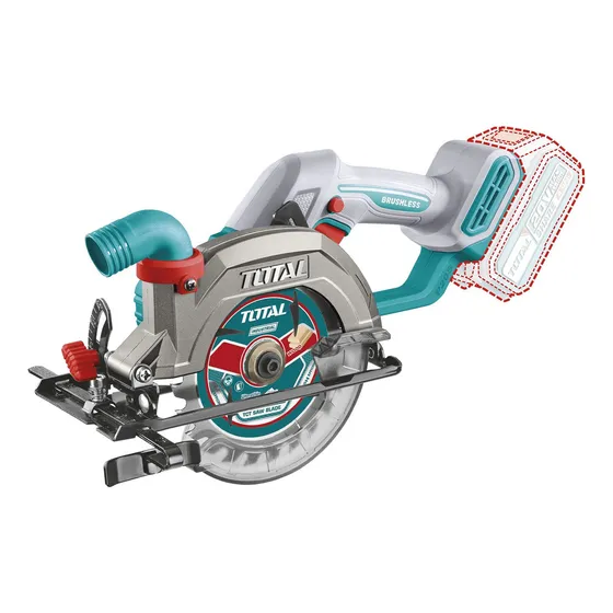 Sierra Circular Inalámbrica Total 20v - Motor Brushless, Sin Carbones - 5.1/2 Pulgadas, 140mm - 6.300rpm - Incluye 1 Disco De Corte - No Incluye Batería Ni Cargador - TSLI1402