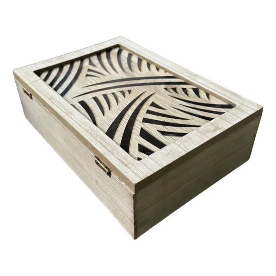 Caja De Te En Madera 6 Divisiones Tapa Calada + Te Regalo