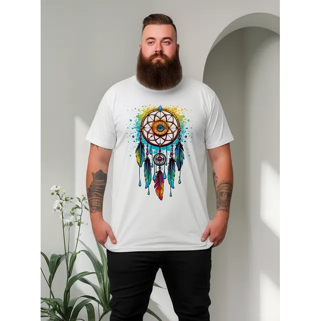Camiseta Plus Size Sf4 Penas Indio Desenho Colorido