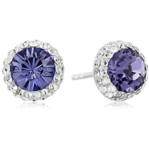 Pendientes Halo De Cristal De Plata De 36v66