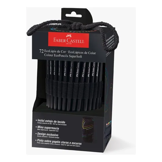 Lápis de Cor EcoLápis SuperSoft 72 Cores + Estojo de Tecido Faber-Castell ET 1 UN