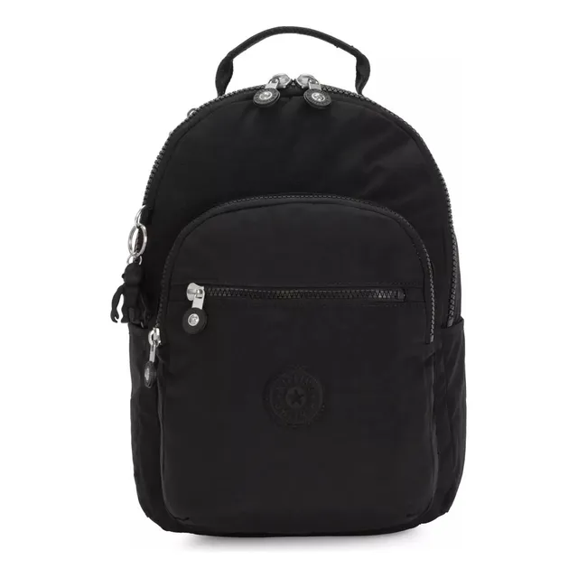 Backpack Kipling Seoul Small Mochila Chica Compartimento Tablet Color Black Noir Diseño De La Tela Liso