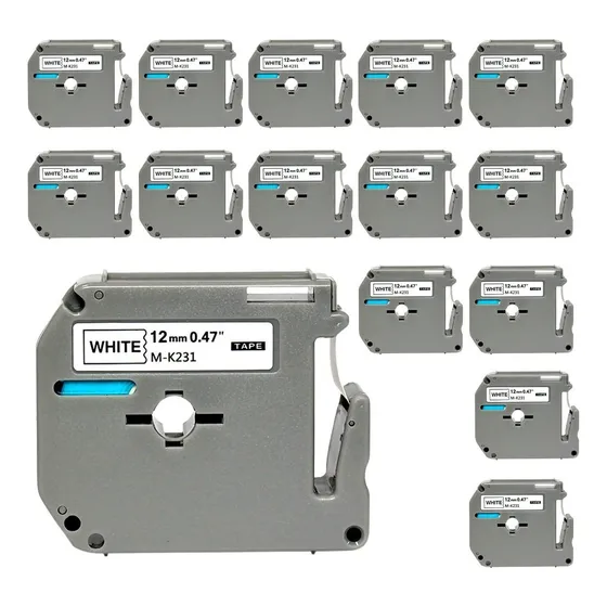 15x Fita Compatível Com Brother Mk231 T Branca 12mm Pt 80 70 Cor Branco
