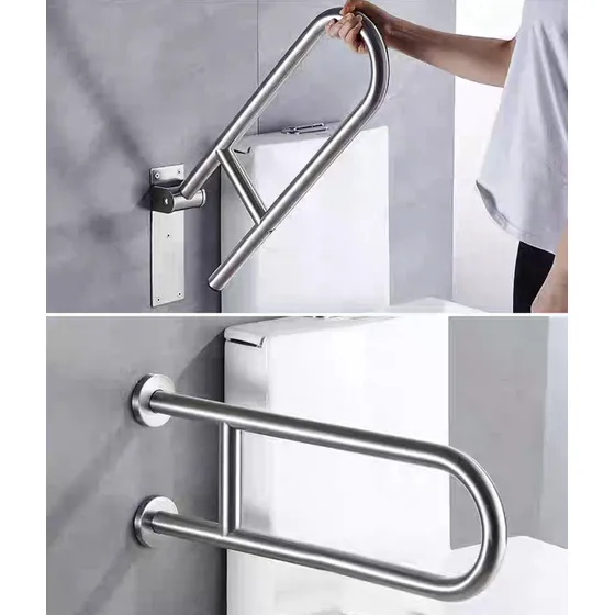Barra Apoyo  Seguridad  Poceta Baño En Acero Inoxidable M1