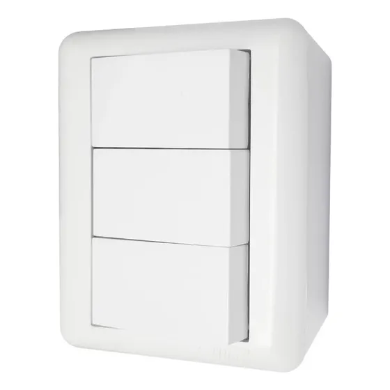 Caixa De Sobrepor 3 Teclas Simples Branco Overlap Blux Siste