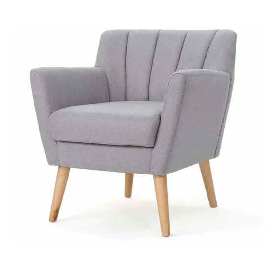 Merel Mid Century Silla Club Tela Color Gris Claro