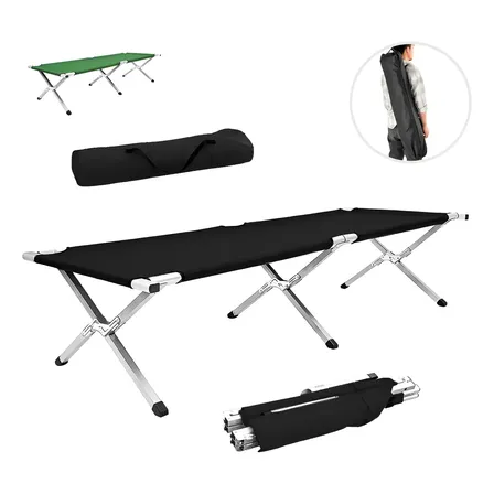 Catre Plegable Para Acampar Cama Portátil Exterior Campismo Color Negro
