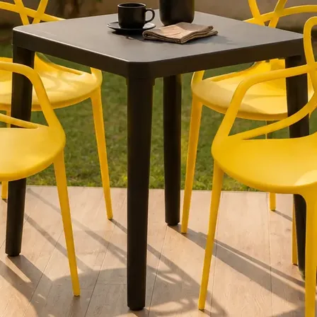 Kit Mesa Quadrada 80x80 Desmontável Com 4 Cadeiras Allegra Amarelo