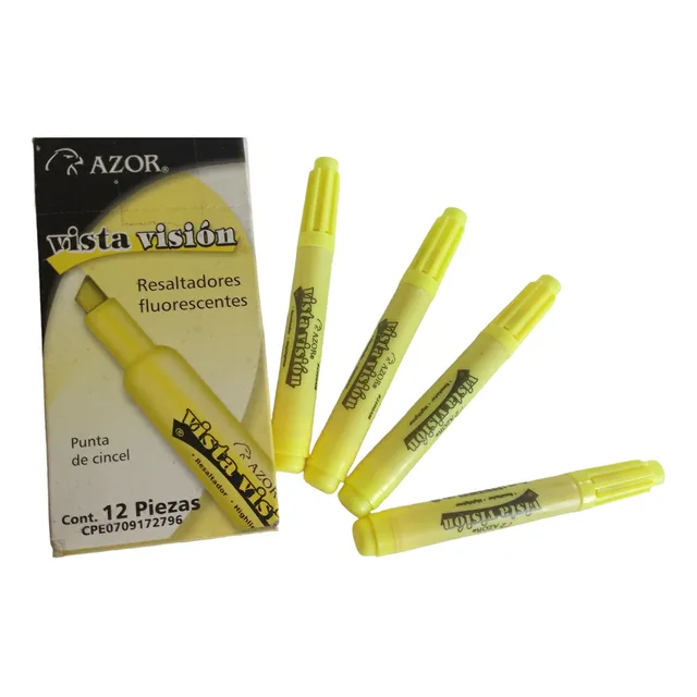 Resaltador Amarillo Fluorescente 12 Und (pta Cincel)