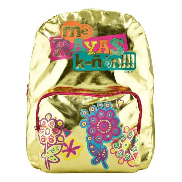 Mochila Me Rayas K Ñon Estampada Primaria Distroller Color Dorado Diseño De La Tela Estampad