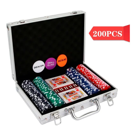 Set Juego De Póker Y Otros, 200 Piezas, Estuche De Aluminio