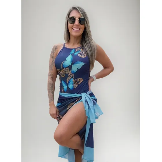 Maiô Com Saida Plus Size Moda Praia Feminina