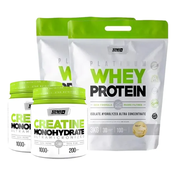 Star Nutrition Whey Protein 2 Un X3kg + Creatina 2 Un X1kg