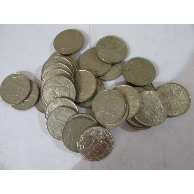 Gran Lote 32 Monedas Chile 50 Centavos Nickel Año 1975