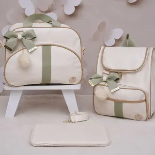 Kit Bolsa Maternidade Luxo 3 Peças Trocador Menina Menino Verde-claro