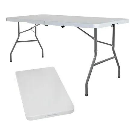 Mesa Plegable Guardecor 240cm Rectangular Plástico Blanco Para Interiores y Exteriores