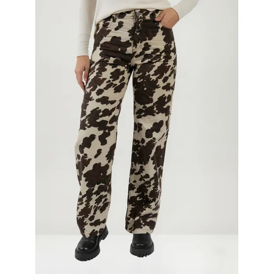 Jean Ancho Wide Leg Estampado Vaca Cow Talles