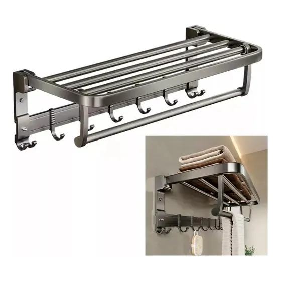 Toalheiro Hotel De Parede Porta Toalhas De Banho Duplo 60cm Yesop
