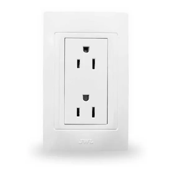 Toma Corriente Dúplex 2 Polos + Tierra/chasis-placa 20pz Jwj Color Blanco