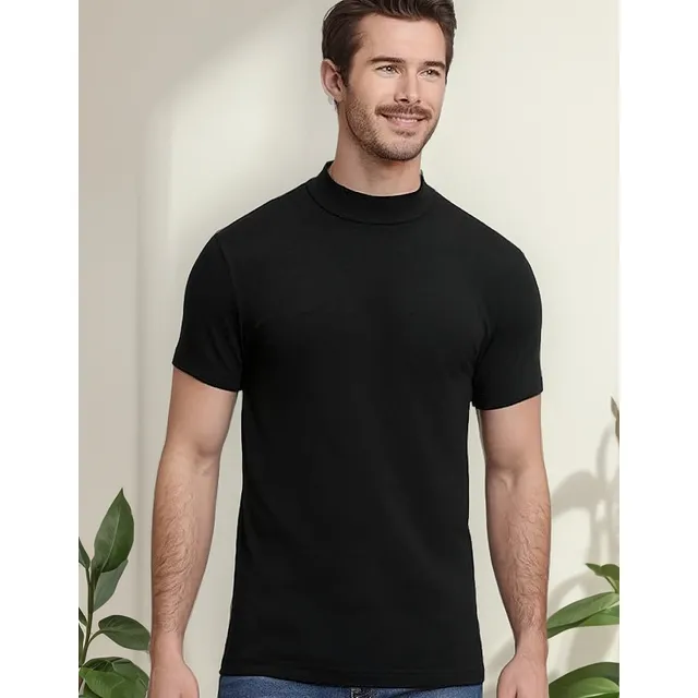 Camisetas Ajustada Casuales Para Hombre Elegante Cuello Alto