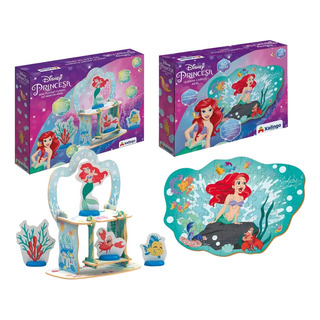 Kit Encantado Princesa Ariel Quebra Cabeça E Cenário Madeira Kit Encantado Princesa Ariel Quebra Cabeça E Cenário Madeira