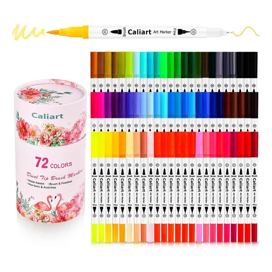72 Marcadores Caliart Doble Punta Pincel Y Fina Lettering