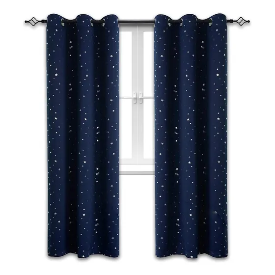 Cortina Niña Niño Semi Blackout Casatua 2 Paños 140x220 Cm Color Azul marino