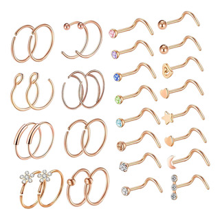 Anillos Nasales De 20 G Para Mujer, 32 Unidades Anillos Nasales De 20 G Para Mujer, 32 Unidades