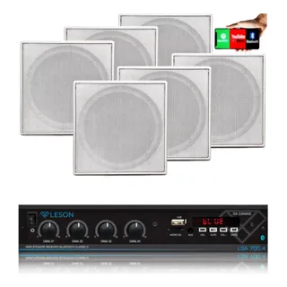 Kit Som Ambiente 7000 + 6 Arandelas Bt Quadrada Gesso Teto Kit Som Ambiente 7000 + 6 Arandelas Bt Quadrada Gesso Teto