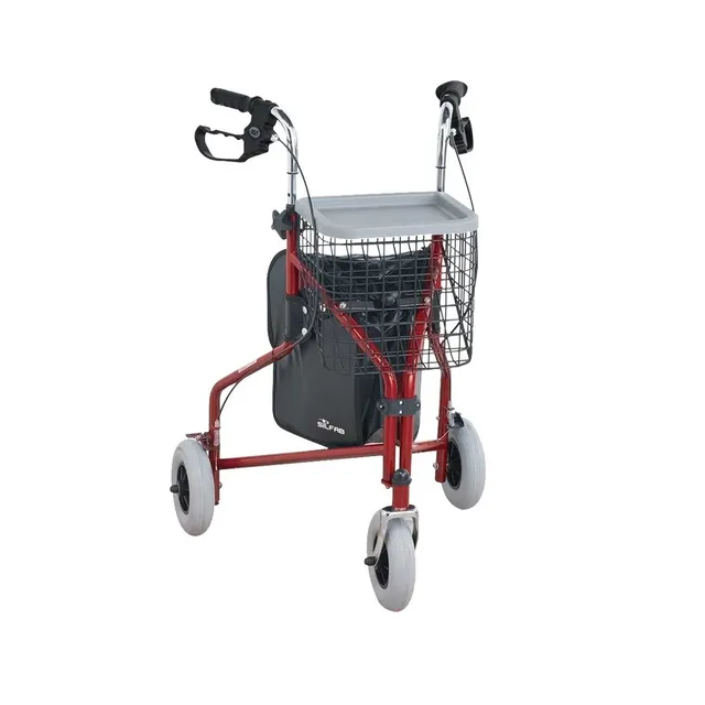 Andador Plegable 3 Ruedas C/canasto, Frenos Y Bolsa