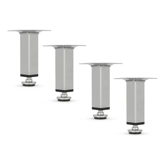 4 Pezinhos Para Moveis 10cm Quadrado Com Regulagem Altura