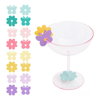 Juego De Marcadores De Bebida De Mariposa Flores, 16 Unidad Juego De Marcadores De Bebida De Mariposa Flores, 16 Unidad