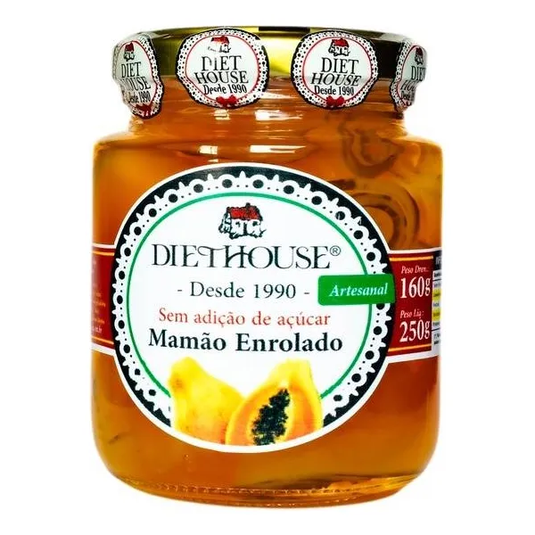 Doce De Mamão Enrolado Zero Açúcar Diet House 250g