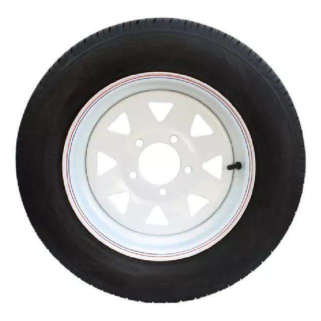 Llantas 4x100 Aro 13 Blanca Con Neumatico Y Cono Cromado