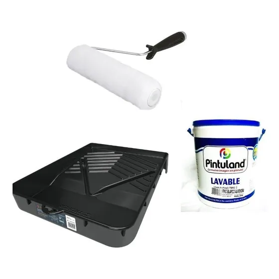 Rodillo Liso + Bandeja Para Pintura + 1/4 Pintura En Agua T2