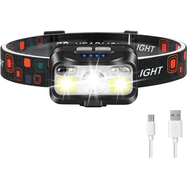 Linterna Frontal Recargable Led Con Sensor De Movimiento
