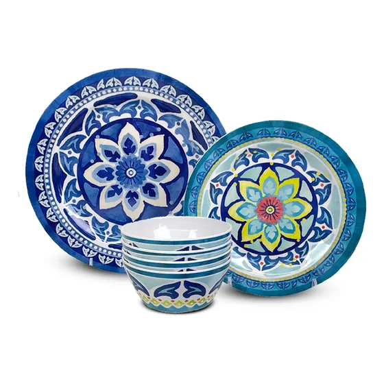 Vajilla Redonda De 12 Piezas De Melamine